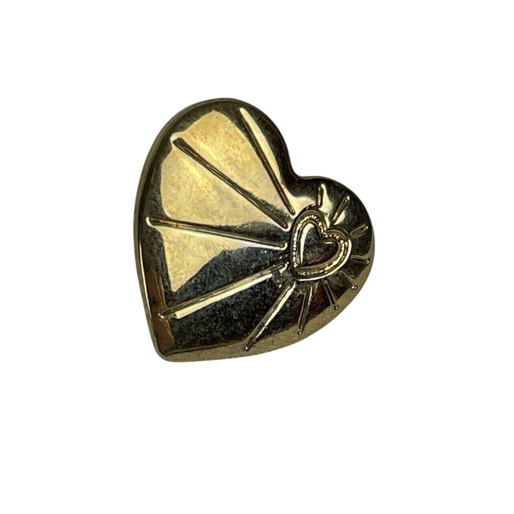 90s Heart Shaped Goldtone Pin Brooch Sunburst By The Variety Club